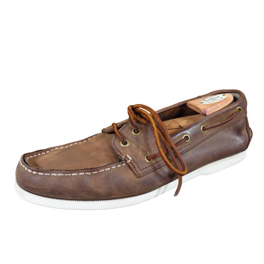 Joseph Abboud Mens‎ Boat Shoe Size 13 Nautical Brown Leather Loafers